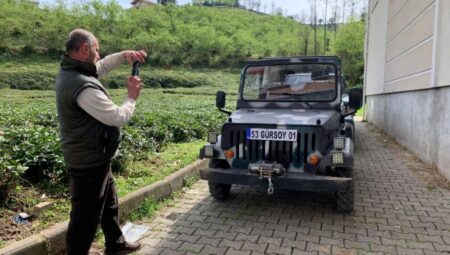 Rize’de sanayi ustasının yaptığı ciple geziyorlar